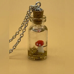 Mushroom in a Bottle Pendant Necklace, NEW 🍄